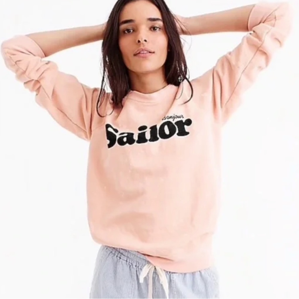 J.Crew Bonjour Sailor Pullover Sweatshirt Made in USA Size M